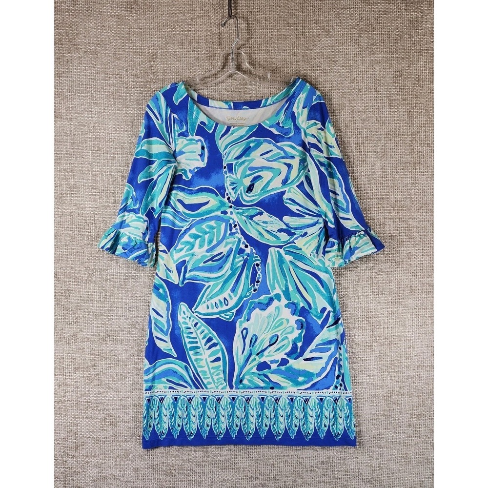 Lilly Pulitzer Sophie Dress Womens S Beckon Blue Palm Passage Resort Stretch